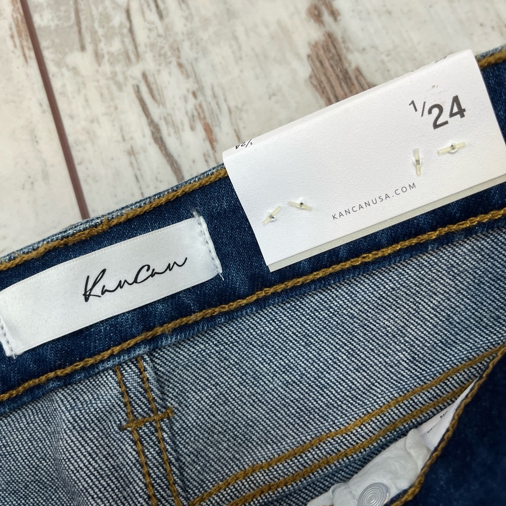 KanCan High Rise Distressed Ankle Skinny Jeans Frayed Hem Medium Wash NWT - Picture 5 of 16
